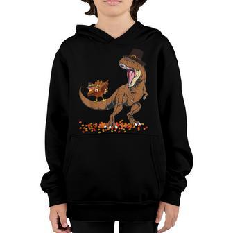 Dabbing Turkey Trex Dinosaur Pilgrim Happy Thanksgiving Boys Youth Hoodie - Thegiftio UK