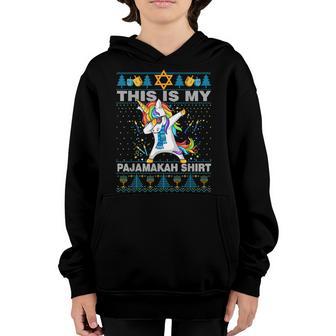 Dabbing Unicorn Hanukkah This Is My Pajamakah Boy Girl Youth Hoodie - Thegiftio UK