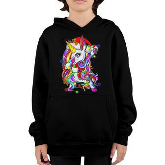 Dabbing Unicorn Santa Christmas Kids Girls Women Xmas Dab V2 Youth Hoodie - Thegiftio UK