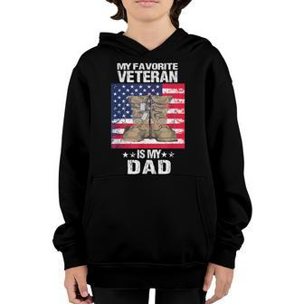 Dad Fathers Day My Favorite Veteran Is My Father Proud Kids Youth Hoodie - Seseable