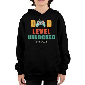 Dad Level Unlocked Est 2023 Fathers Day For Men Boys Gift Youth Hoodie - Thegiftio UK