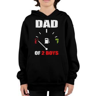 Dad Of 2 Boys Vintage Dad Battery Low Fathers Day Youth Hoodie - Thegiftio UK
