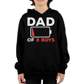 Dad Of 3 Boys Funny Fathers Day For Dad Husband Youth Hoodie - Thegiftio UK