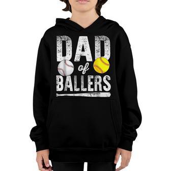 Dad Of Ballers Baseball Softball Fathers Day Game Day 2023 Youth Hoodie - Thegiftio UK
