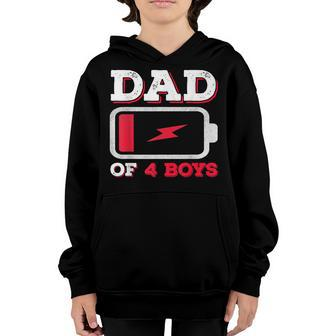 Dad Of Four Boys Fathers Day Daddy Of 4 Sons Father Youth Hoodie - Thegiftio UK
