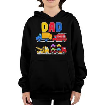 Dad Of The Birthday Boy Transportation Vehicles Trucks Cars Youth Hoodie - Seseable