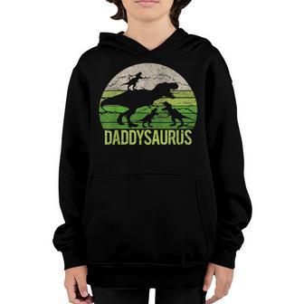 Daddy Dinosaur Daddysaurus 3 Three Kid Gift Dad Christmas Youth Hoodie - Thegiftio UK