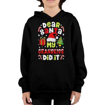Dear Santa My Grandkids Did It Candy Canes Funny Christmas Youth Hoodie - Seseable