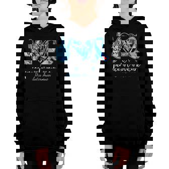 Diabetes Awareness Type 1 2 Women Kids Peace Love Cure Youth Hoodie - Thegiftio UK