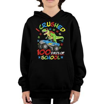 Dinosaur 100 Days School Crushed 100 Days Of School Youth Hoodie - Seseable
