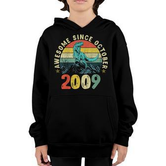 Dinosaur 10Th Birthday Boy Gift Awesome Since October 2009 Youth Hoodie | Mazezy