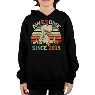 Dinosaur 4Th Birthday Boy Gift Awesome Since 2015 Youth Hoodie | Mazezy