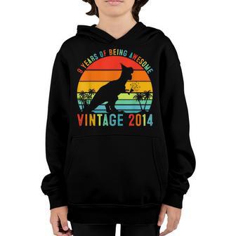 Dinosaur Awesome Since 2014 9Th Birthday Boy 9 Year Old Gift Youth Hoodie - Thegiftio UK
