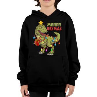 Dinosaur Christmas Merry Rexmas Kids Boys Toddler Dino Youth Hoodie - Thegiftio UK