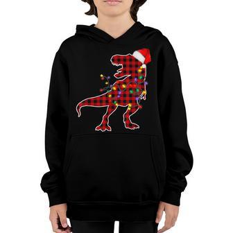 Dinosaur Christmas Pajamas Family T Rex Xmas Lights Boy Kids V2 Youth Hoodie - Thegiftio UK