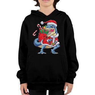 Dinosaur Christmas Santa Claus T Rex Boys Men Funny Xmas Youth Hoodie - Thegiftio UK