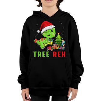 Dinosaur Christmas Tree Rex Boys Men Funny Christmas Pajama Youth Hoodie - Thegiftio UK