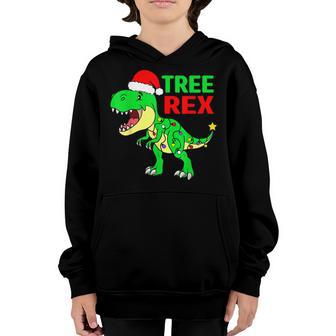 Dinosaur Christmas Tree Rex Pajamas Men Boys Xmas Lights V2 Youth Hoodie - Thegiftio UK