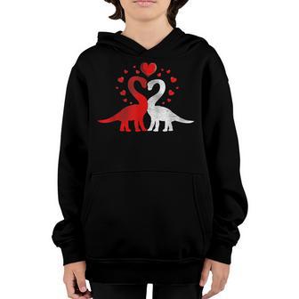 Dinosaur Love Heart Cute Valentines Day Boys Kids Toddlers Youth Hoodie - Thegiftio UK