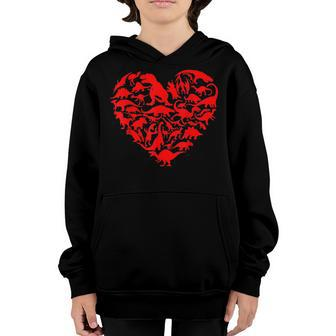 Dinosaur Love Heart Cute Valentines Day Boys Kids Toddlers Youth Hoodie - Seseable