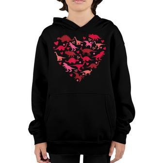 Dinosaur Love Heart T Rex Cute Valentines Day Boys Toddlers Youth Hoodie - Seseable