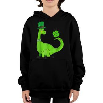Dinosaur Shamrock St Patricks Day Funny Boys Girls Kids Youth Hoodie | Seseable CA