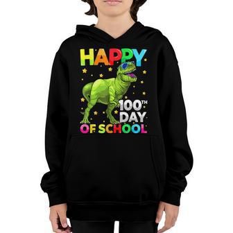 Dinosaur T Rex Happy 100Th Day Of School Dino Kids 100 Day Youth Hoodie - Thegiftio UK