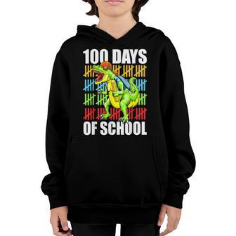 Dinosaur T Rex Happy 100Th Day Of School Dino Kids 100 Days V2 Youth Hoodie - Thegiftio UK