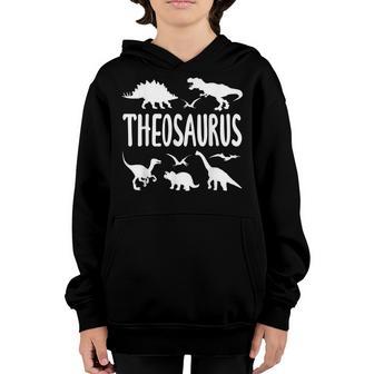 Dinosaur T Rex Theo Theosaurus Boys Dino Name Youth Hoodie - Thegiftio UK