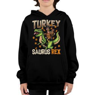 Dinosaur Thanksgiving Boys Turkey Saurus Dinosaur Pilgrim Youth Hoodie - Thegiftio UK