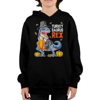 Dinosaur Thanksgiving Boys Turkey Saurus T Rex Pilgrim Men V10 Youth Hoodie - Thegiftio UK