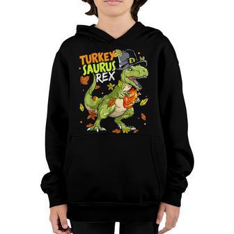 Dinosaur Thanksgiving Boys Turkey Saurus T Rex Pilgrim Men V13 Youth Hoodie - Thegiftio UK