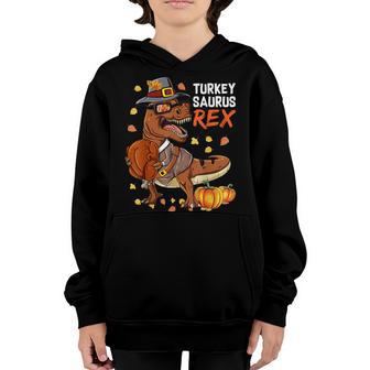 Dinosaur Thanksgiving Boys Turkey Saurus T Rex Pilgrim Men V3 Youth Hoodie - Thegiftio UK
