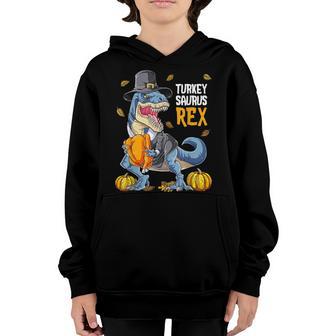 Dinosaur Thanksgiving Boys Turkey Saurus T Rex Pilgrim Men V7 Youth Hoodie - Thegiftio UK