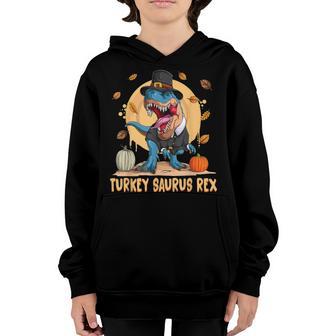 Dinosaur Thanksgiving Boys Turkey Saurus T Rex V2 Youth Hoodie - Thegiftio UK
