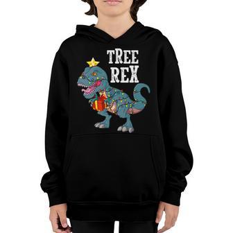 Dinosaur Tree Rex Christmas Pajamas Men Boys Xmas Lights Youth Hoodie - Thegiftio UK