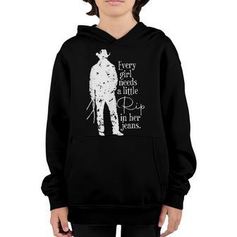 Distressed Every Girl Needs Little Rip In Her Jeans V2 Youth Hoodie - Thegiftio UK