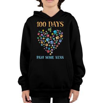 Dog Paw 100 Days Of School Animal Funny Youth Hoodie - Thegiftio UK
