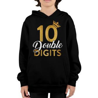 Double Digits 10Th Birthday 10 Years Old Kids Youth Hoodie | Mazezy CA