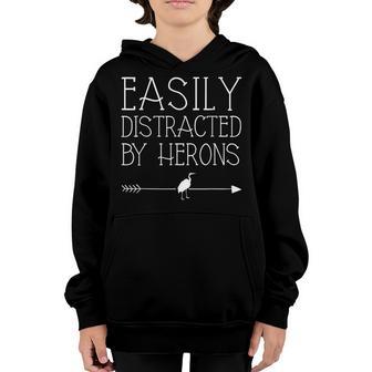 Easily Distracted By Herons Gift For Girl Women Wader Egret Youth Hoodie - Thegiftio UK