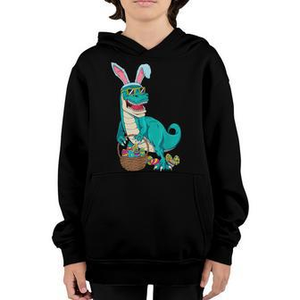 Easter Dinosaur Bunny T Rex Boys Girls Kids Gift Youth Hoodie - Seseable