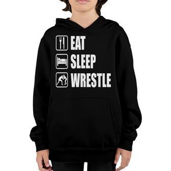Eat Sleep Wrestle High School Or College Wrestling Youth Hoodie - Thegiftio UK