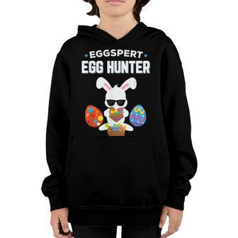 Eggspert Egg Hunter Easter Boys Girls Cool Bunny Youth Hoodie | Mazezy
