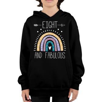 Eight And Fabulous 8Th Birthday Gifts Girls 8 Year Rainbow Youth Hoodie - Thegiftio UK