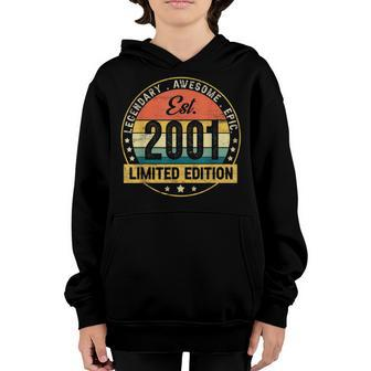 Est Vintage 2001 22 Year Old Gifts 22Nd Birthday Boys Girls Youth Hoodie | Mazezy UK