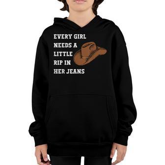 Every Girl Needs A Little Rip In Her Jeans V15 Youth Hoodie - Thegiftio UK