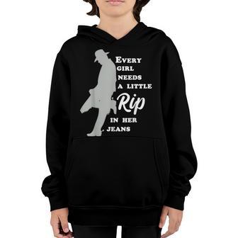 Every Girl Needs A Little Rip In Her Jeans V16 Youth Hoodie - Thegiftio UK