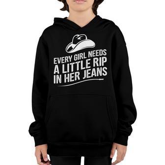 Every Girl Needs A Little Rip In Her Jeans V2 Youth Hoodie - Thegiftio UK