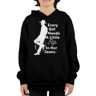 Every Girl Needs A Little Rip In Her Jeans V20 Youth Hoodie - Thegiftio UK