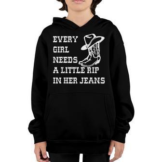 Every Girl Needs A Little Rip In Her Jeans V35 Youth Hoodie - Thegiftio UK